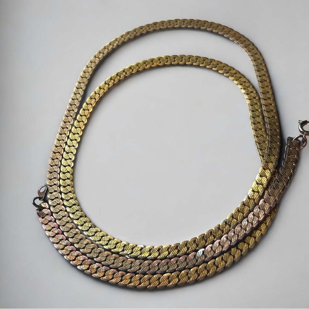 Gold Tone Vintage Chain Necklace Ross Long Gold Necklace